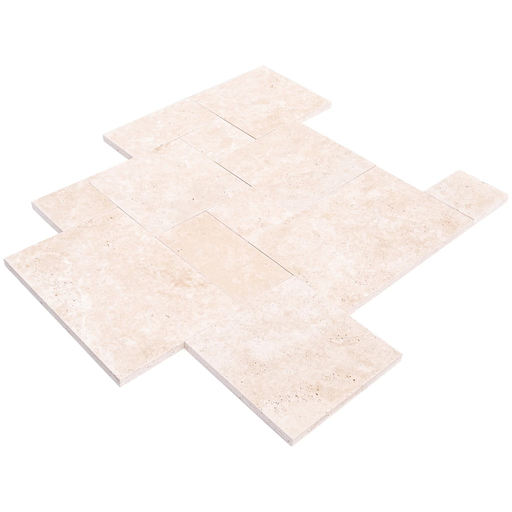 Travertine Miletos Ivory Tumbled Pavers - Mediterranean Outdoor