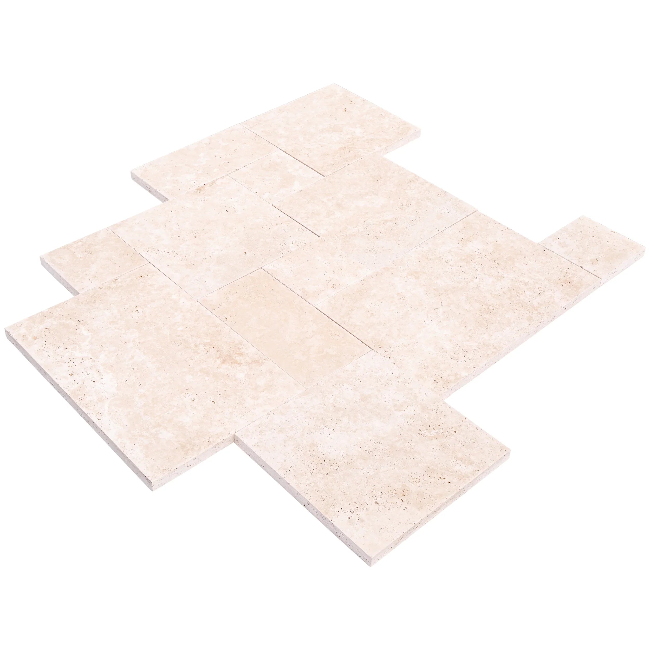 Travertine Miletos Ivory Tumbled Pavers - Mediterranean Outdoor