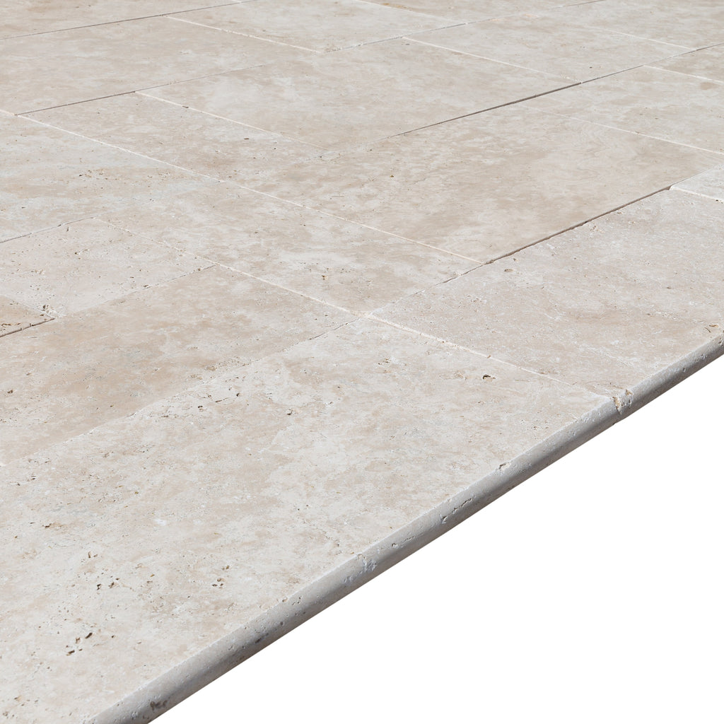 Travertine Miletos Ivory Tumbled Pavers - Mediterranean Outdoor
