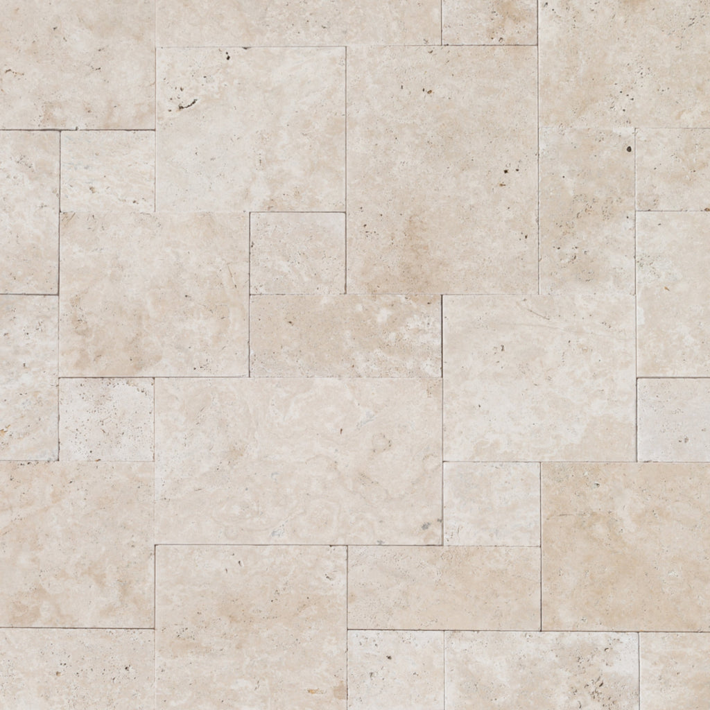 Travertine Miletos Ivory Tumbled Pavers - Mediterranean Outdoor