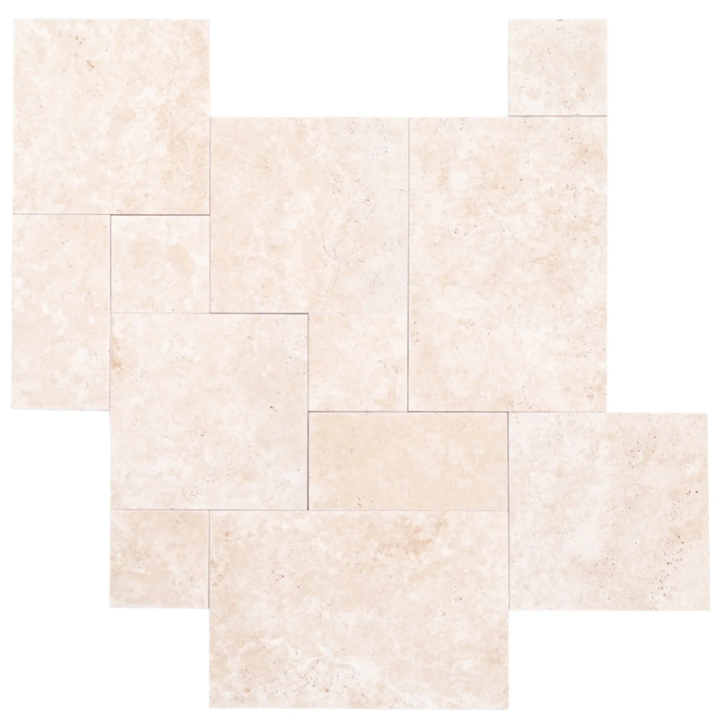 Travertine Miletos Ivory Tumbled Pavers - Mediterranean Outdoor