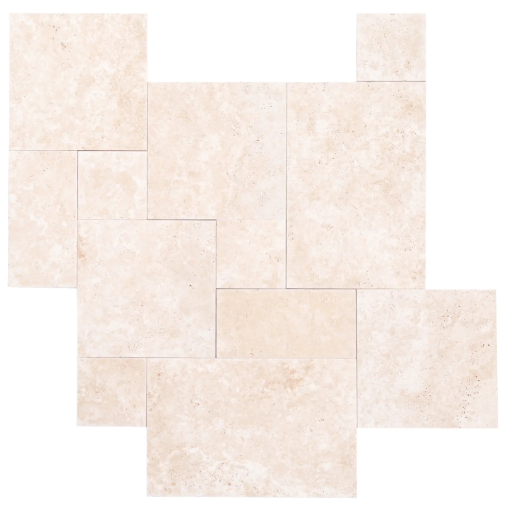Travertine Miletos Ivory Tumbled Pavers - Mediterranean Outdoor