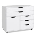 Modern Vertical 5-Drawer Mobile Chest with Door 5 Casters