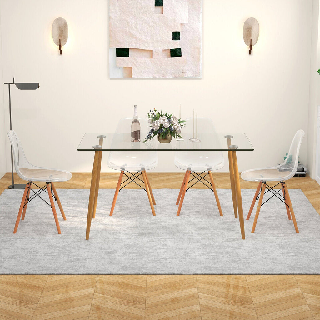 5 Pieces Rectangle Dining Table Set with 51 Inch Glass Tabletop