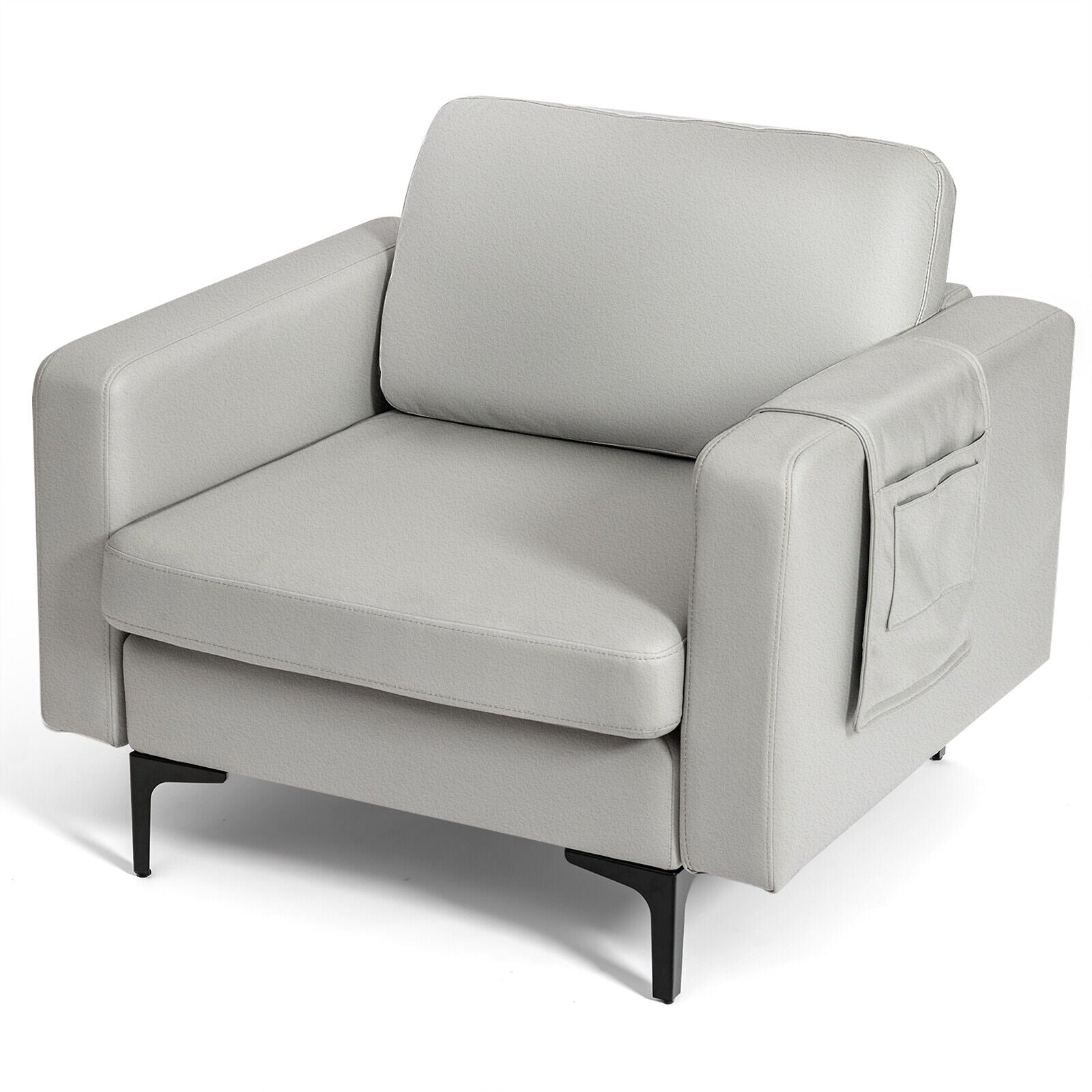 Modern Accent Armchair with Side Storage Pocket