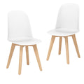 Modern Dining Chair Set of 2 with Solid Beech Wood Legs and Tilt Backrest