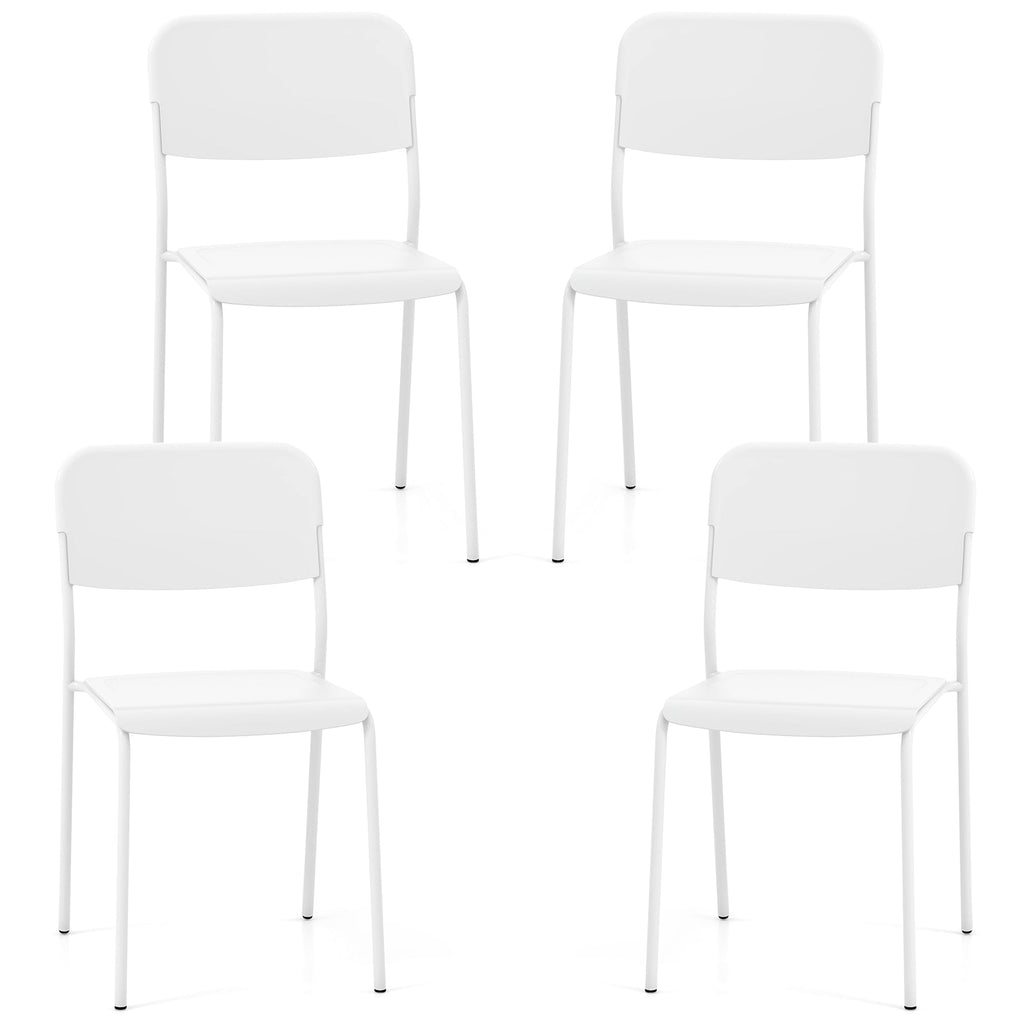 Modern Dining Chairs Set of 4 with Tilted Backrest and Sturdy Metal Legs