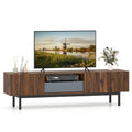 Modern Mid Century TV Cabinetfor TVs up to 82" with Drawer-Walnut
