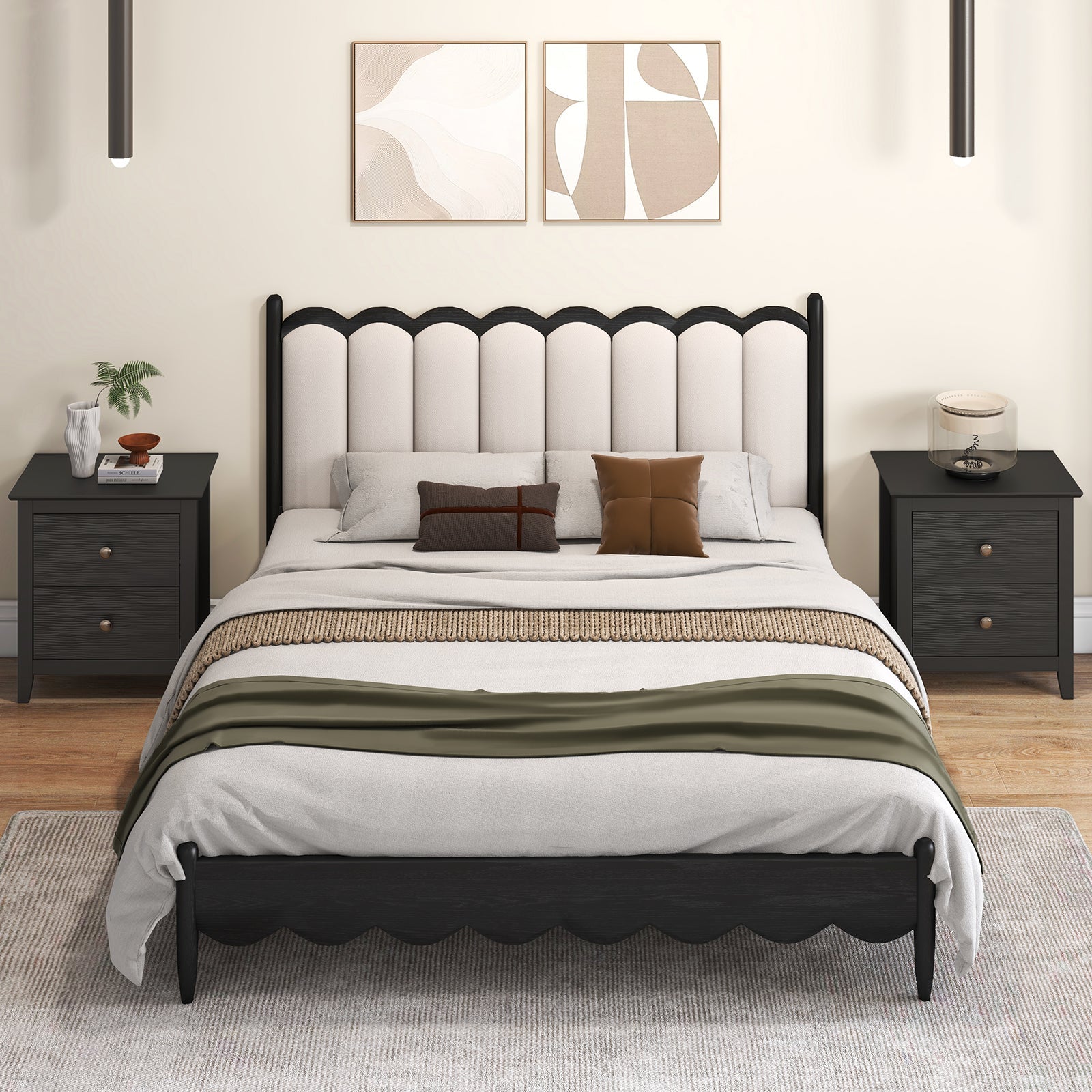 Modern Nightstand with 2 Drawers for Small Spaces