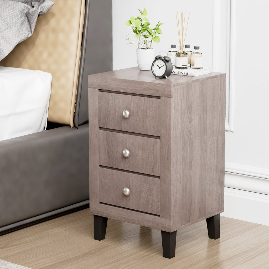 Modern Nightstand with 3 Drawers for Bedroom Living Room