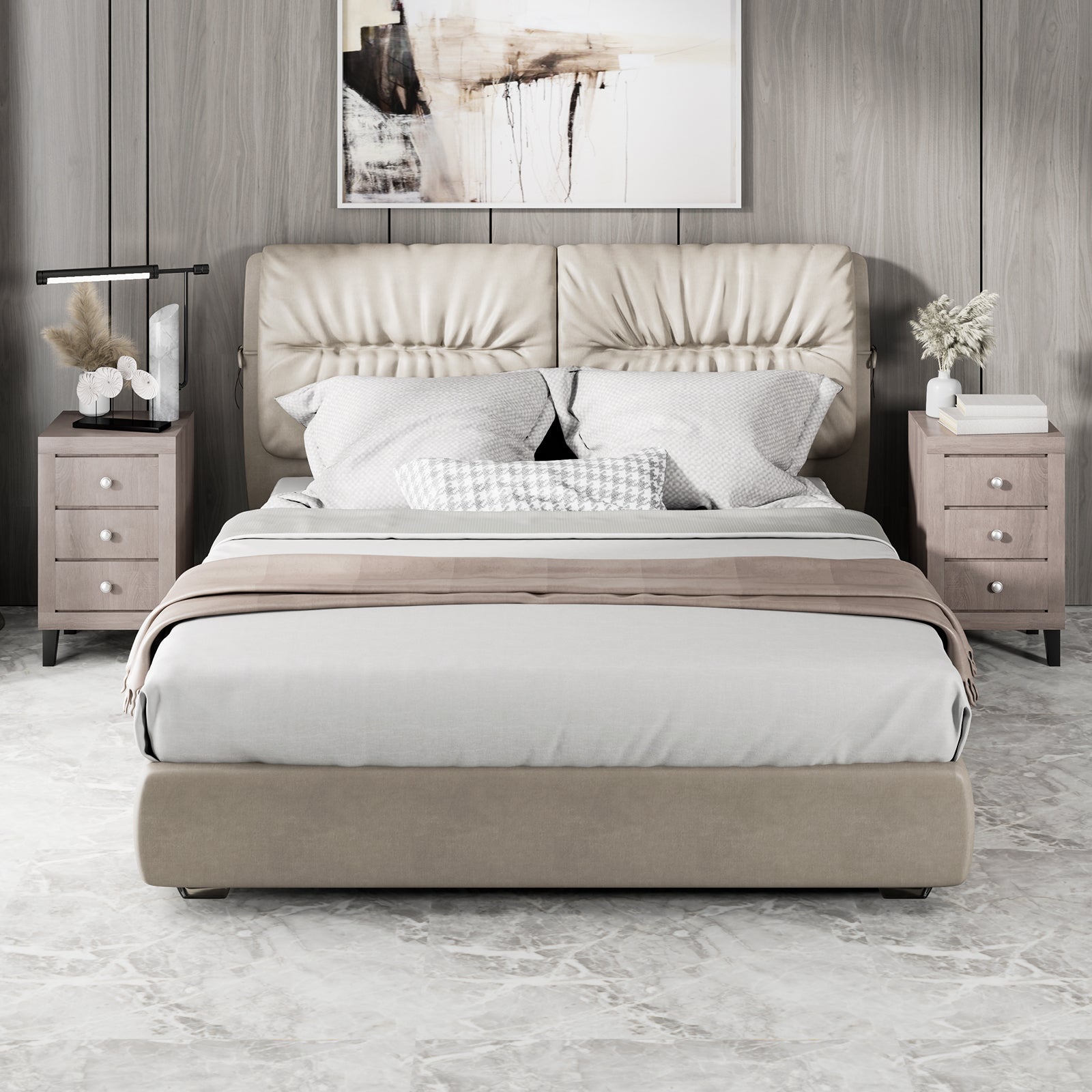 Modern Nightstand with 3 Drawers for Bedroom Living Room