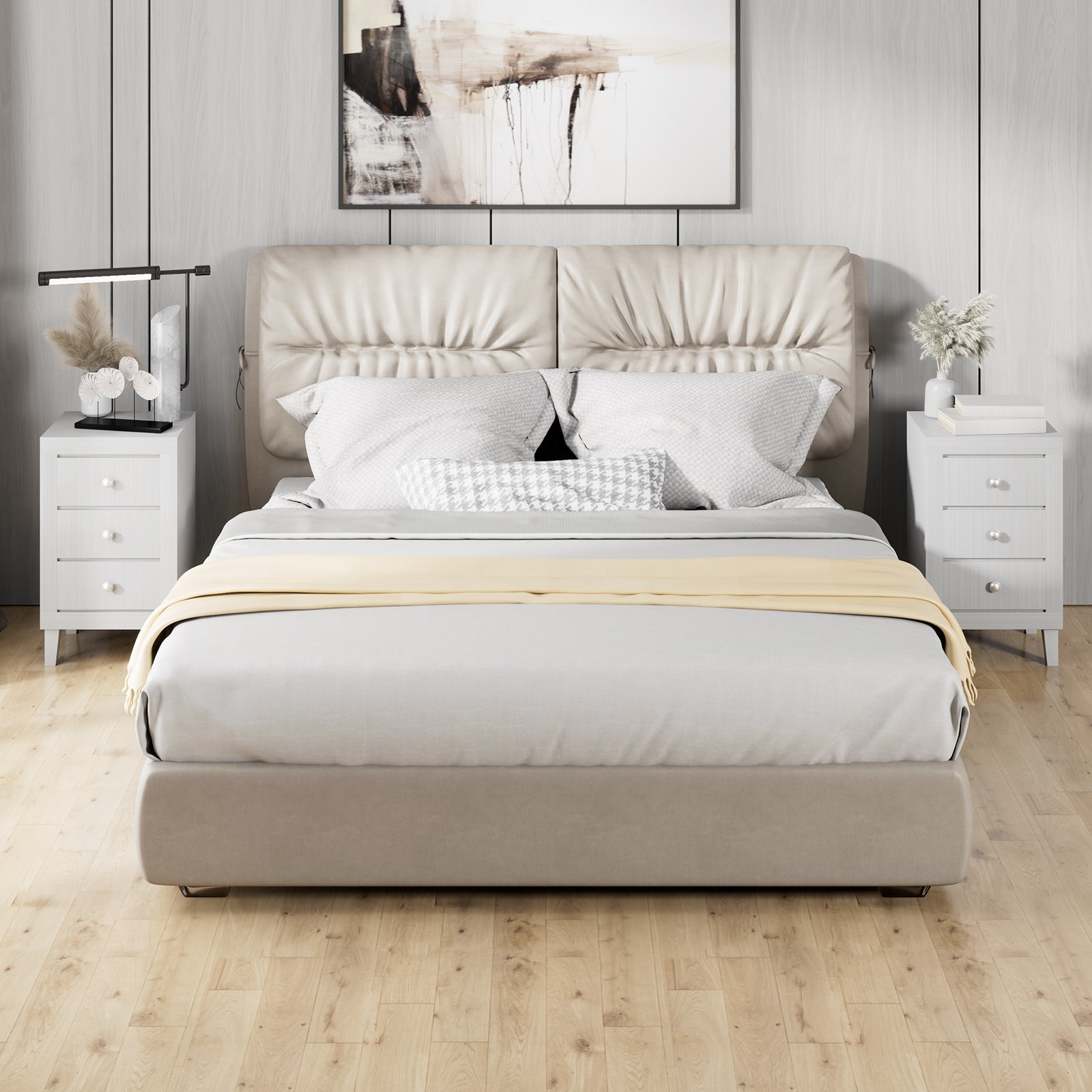 Modern Nightstand with 3 Drawers for Bedroom Living Room
