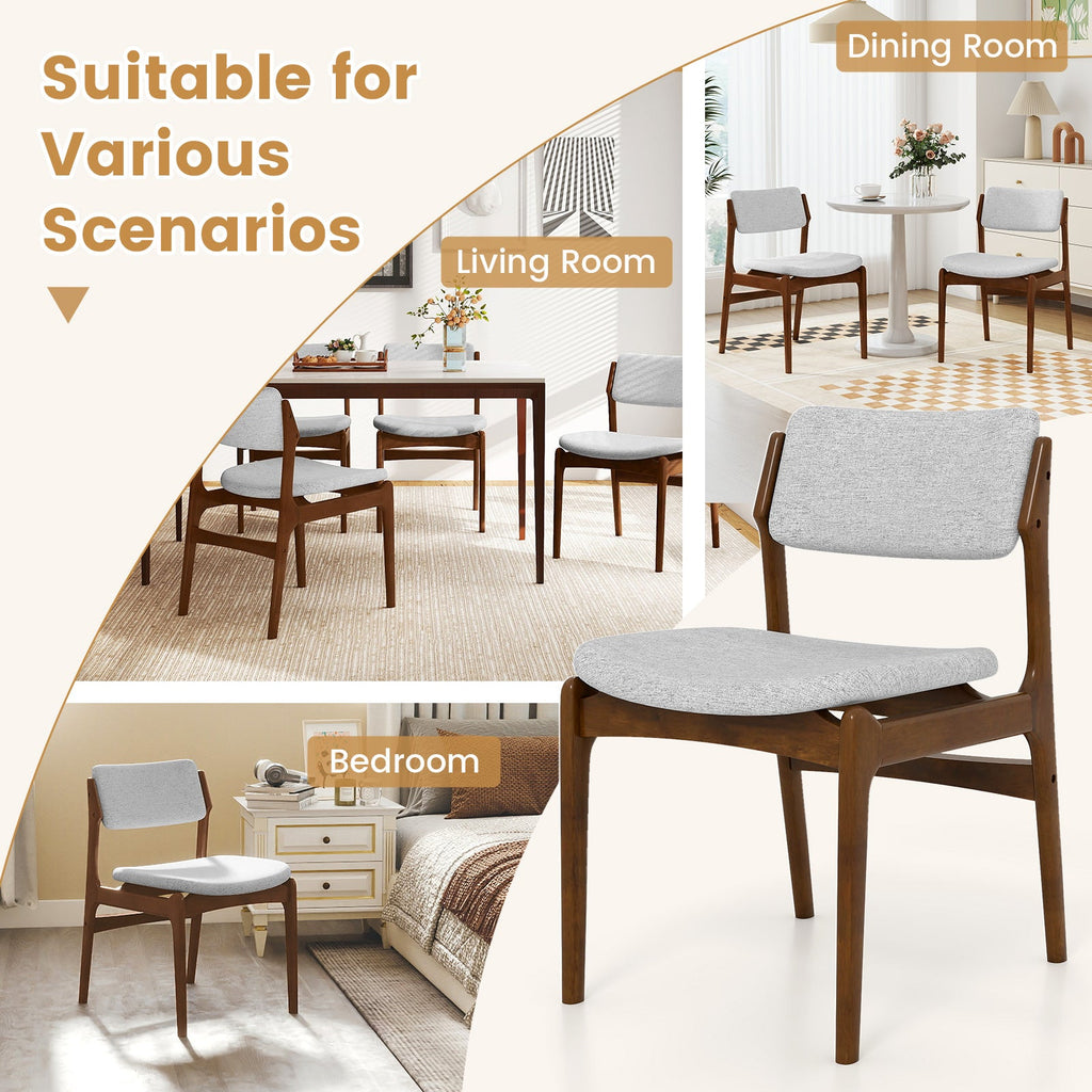Modern Padded Dining Chairs with Rubber Wood Legs Set of 4-Brown