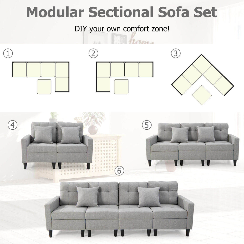 L-shaped Sectional Corner Sofa Set with Storage Ottoman