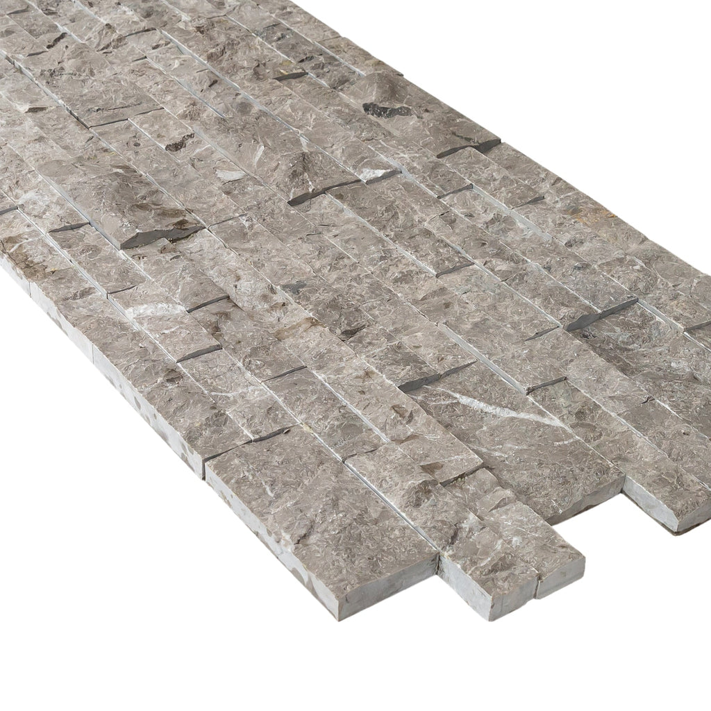 Moon Grey Premium Marble Ledger 3D Panel Textured Split-face Finish Wall Tile 6x24