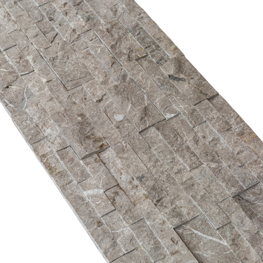 Moon Grey Premium Marble Ledger 3D Panel Textured Split-face Finish Wall Tile 6x24