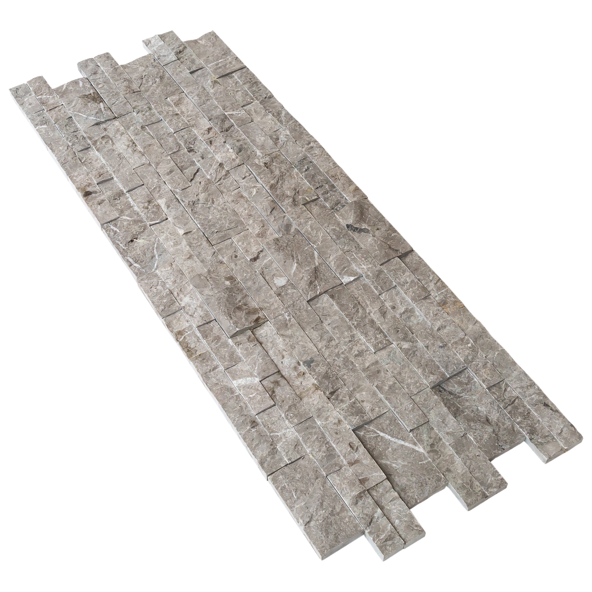 Moon Grey Premium Marble Ledger 3D Panel Textured Split-face Finish Wall Tile 6x24