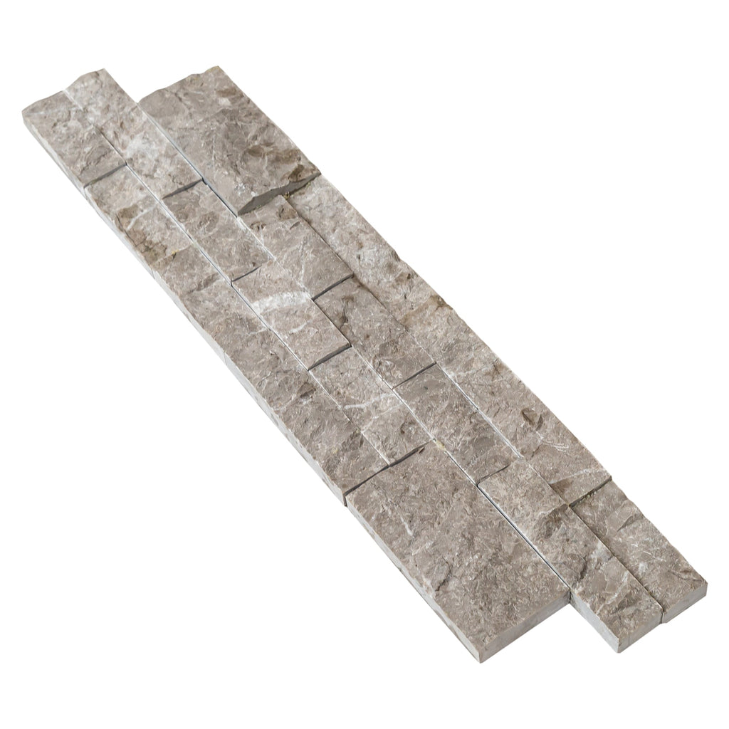 Moon Grey Premium Marble Ledger 3D Panel Textured Split-face Finish Wall Tile 6x24