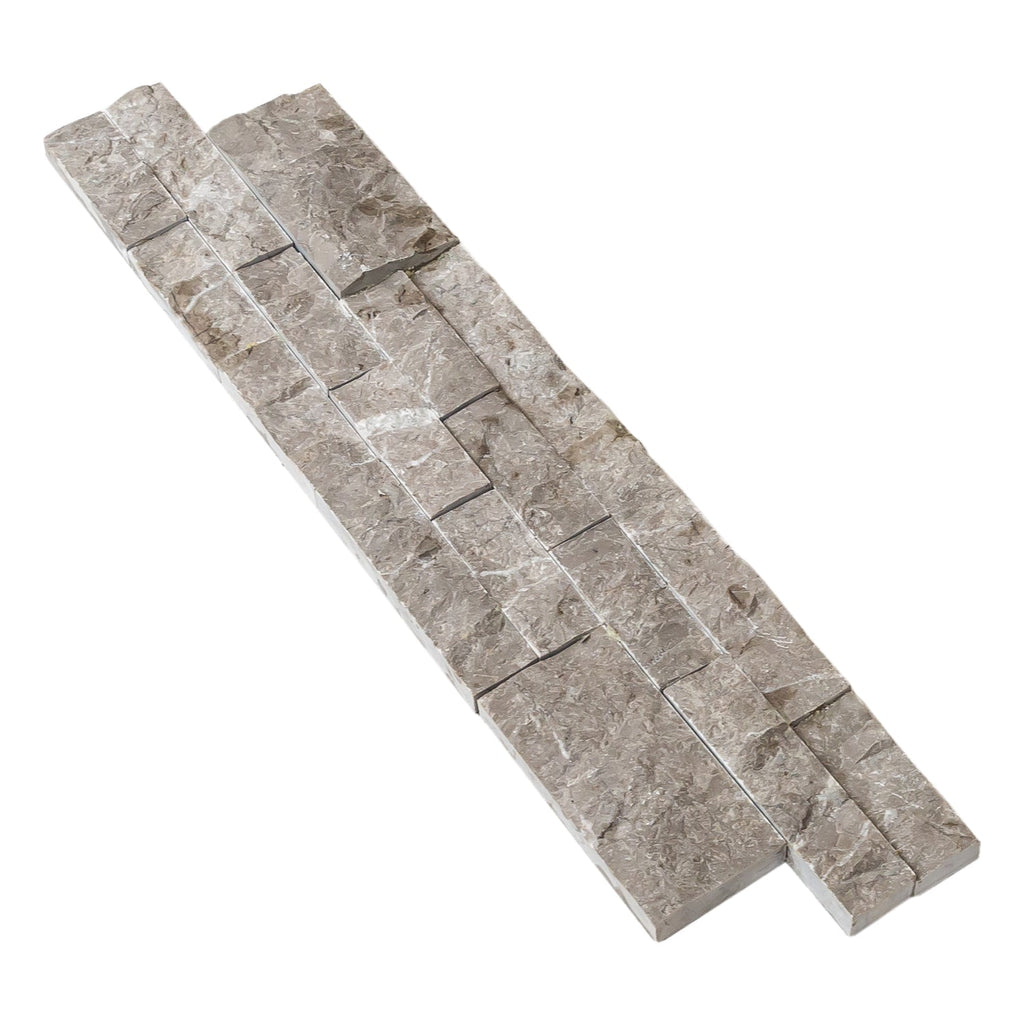 Moon Grey Premium Marble Ledger 3D Panel Textured Split-face Finish Wall Tile 6x24