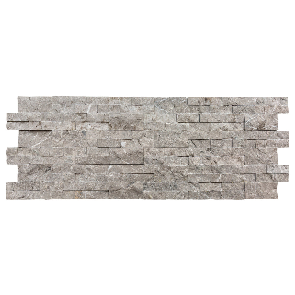 Moon Grey Premium Marble Ledger 3D Panel Textured Split-face Finish Wall Tile 6x24