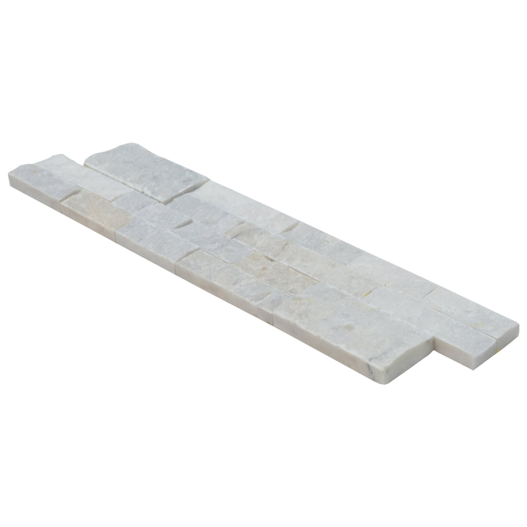Mugla White Marble Ledger 3D Panel 6x24 - Split Face Natural