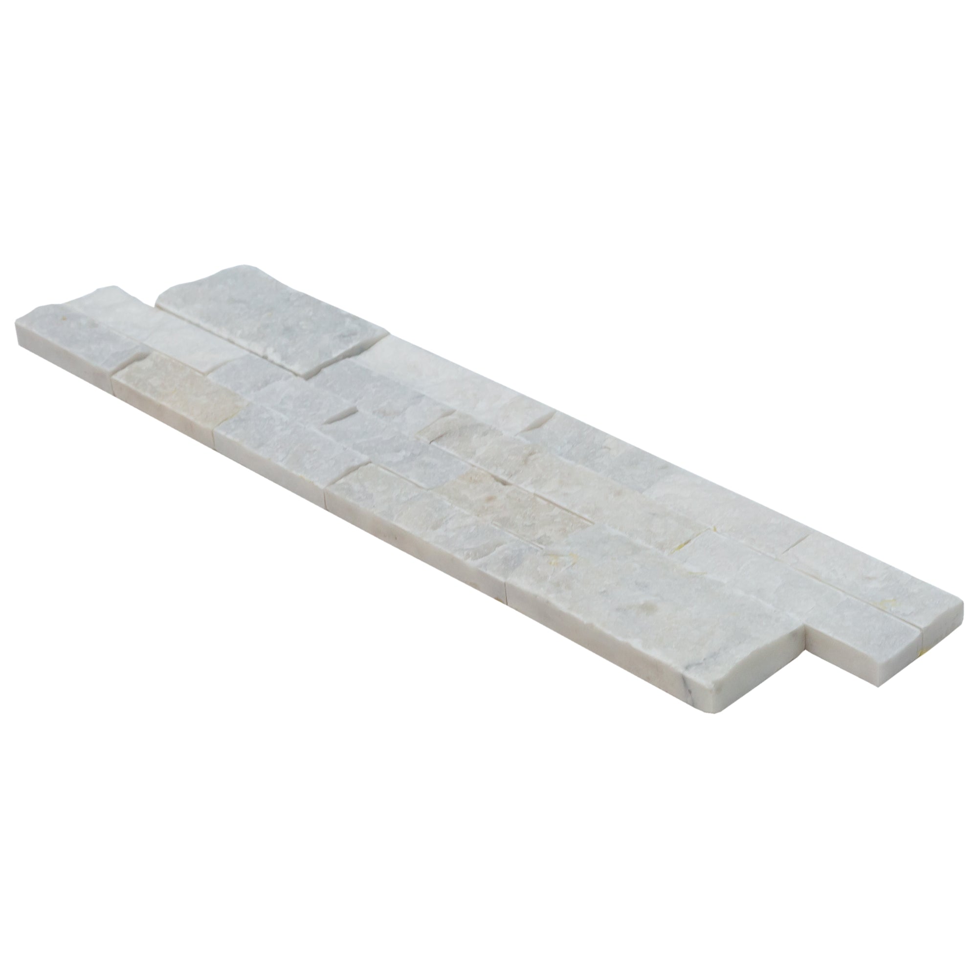 Mugla White Marble Ledger 3D Panel 6x24 - Split Face Natural