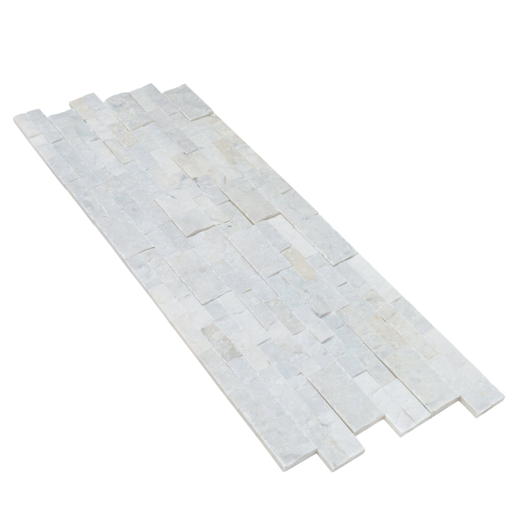 Mugla White Marble Ledger 3D Panel 6x24 - Split Face Natural