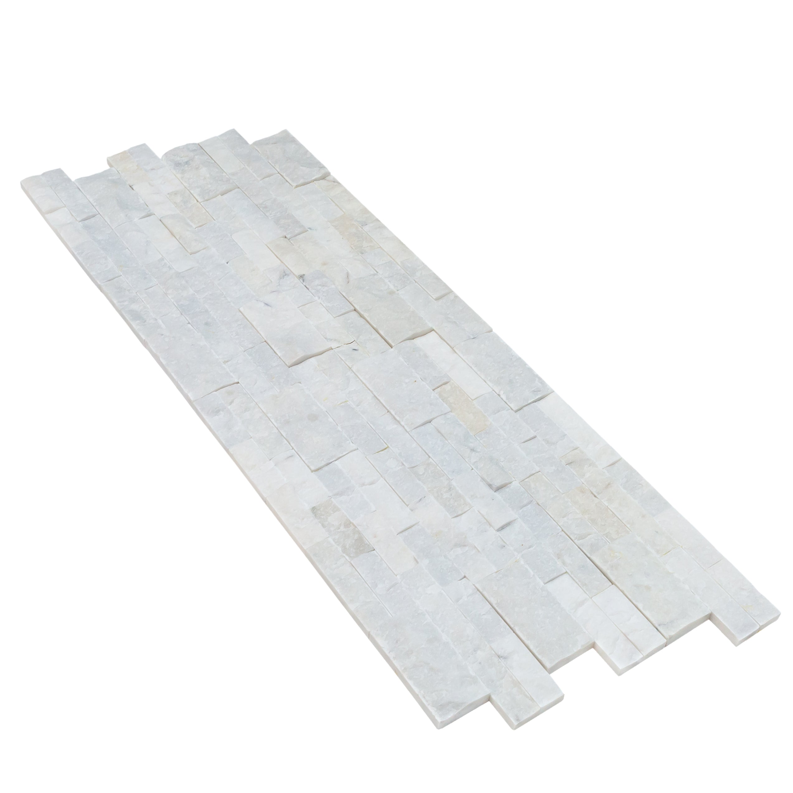 Mugla White Marble Ledger 3D Panel 6x24 - Split Face Natural