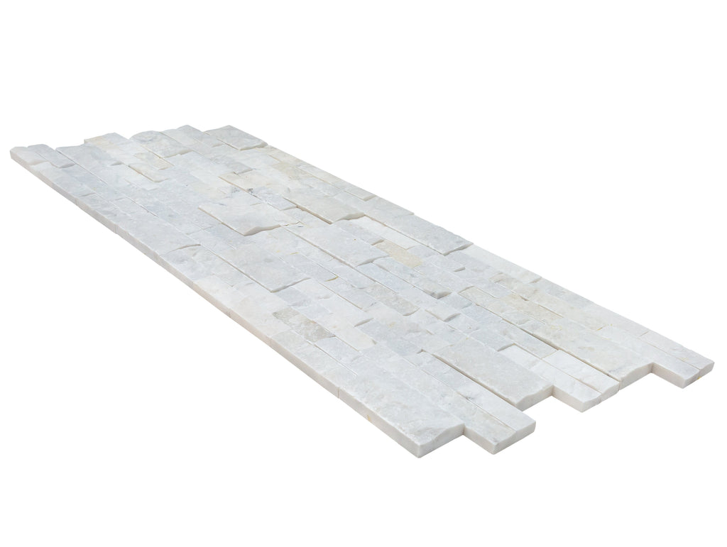 Mugla White Marble Ledger 3D Panel 6x24 - Split Face Natural