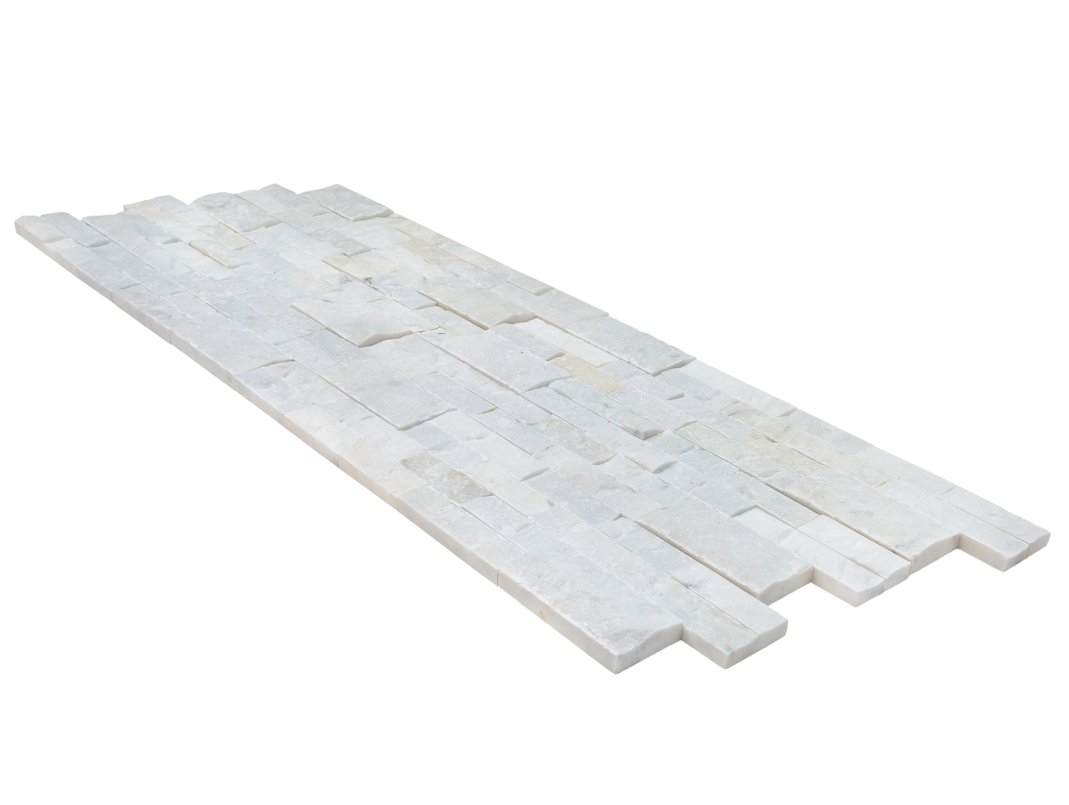 Mugla White Marble Ledger 3D Panel 6x24 - Split Face Natural