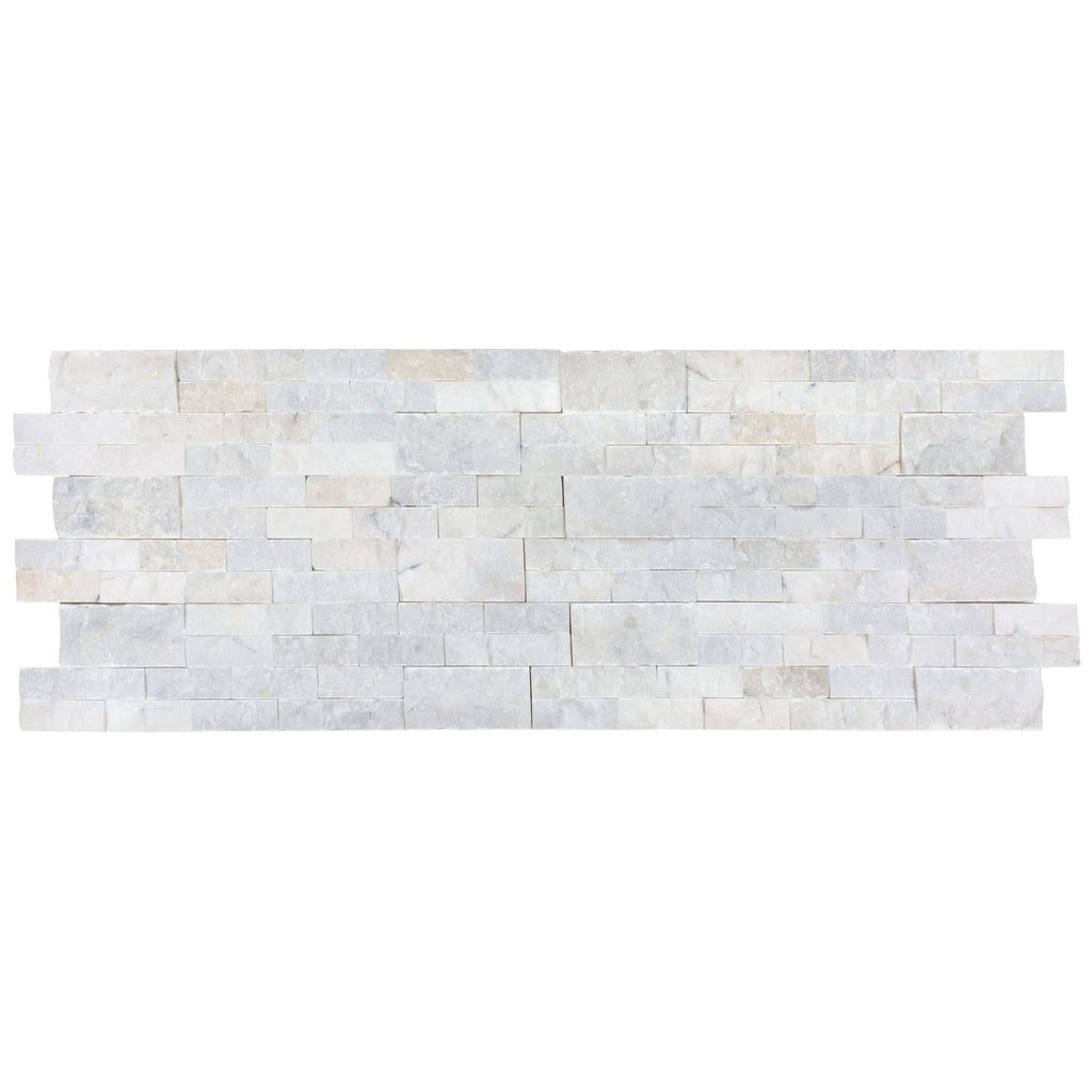 Mugla White Marble Ledger 3D Panel 6x24 - Split Face Natural