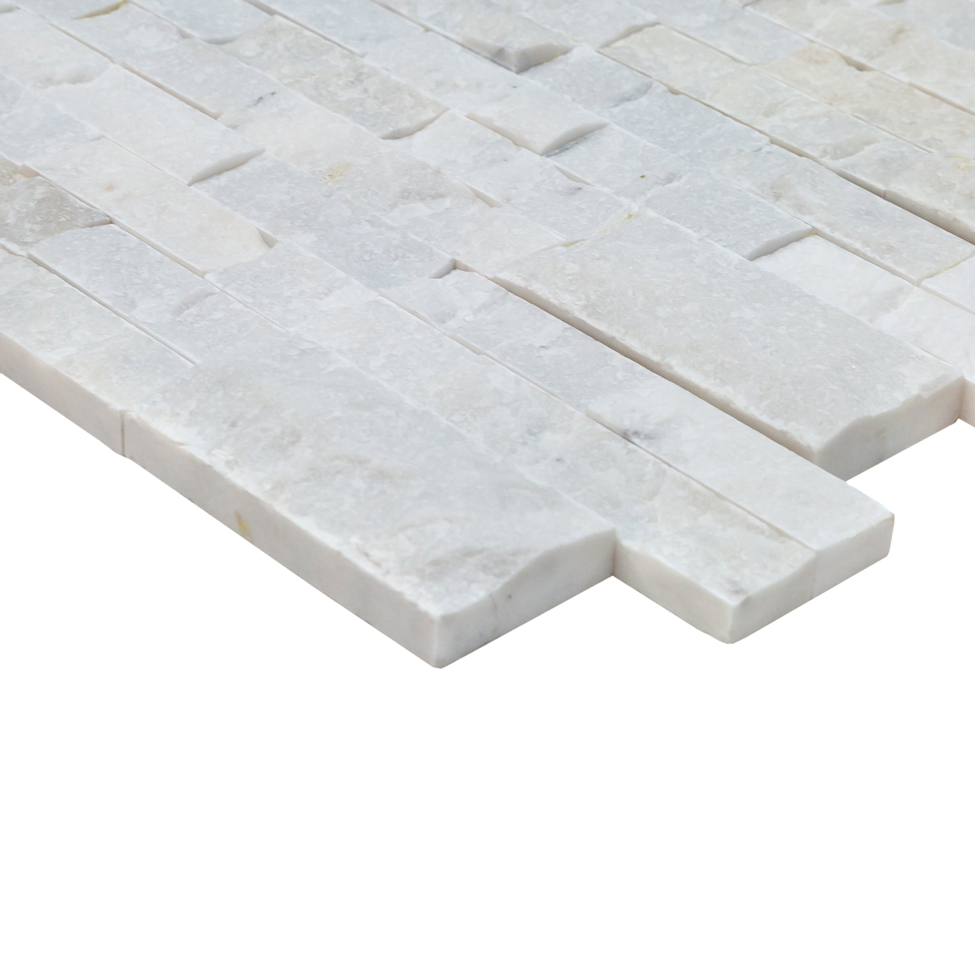 Mugla White Marble Ledger 3D Panel 6x24 - Split Face Natural