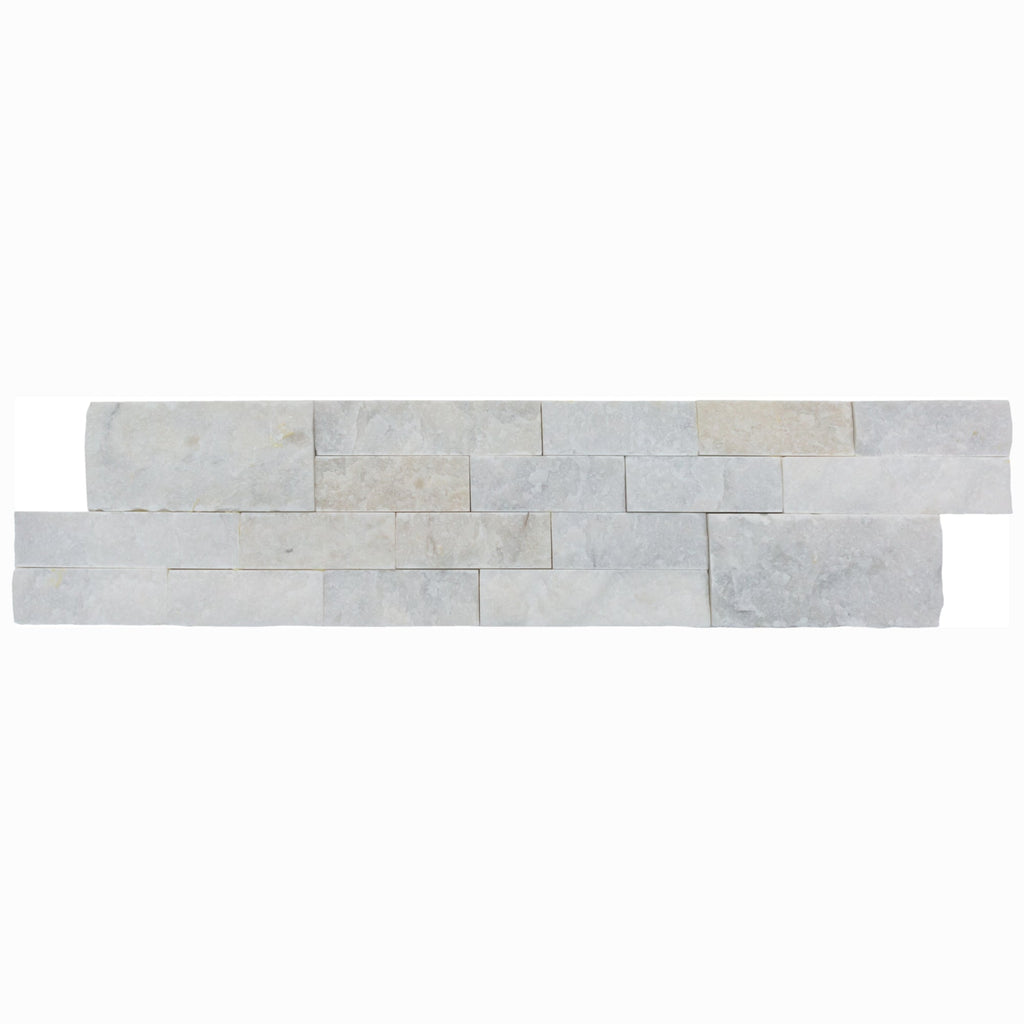Mugla White Marble Ledger 3D Panel 6x24 - Split Face Natural