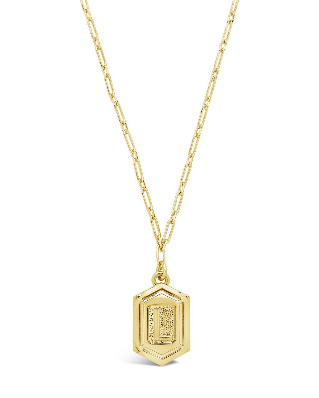 Hexagon Tag Initial Pendant Necklace