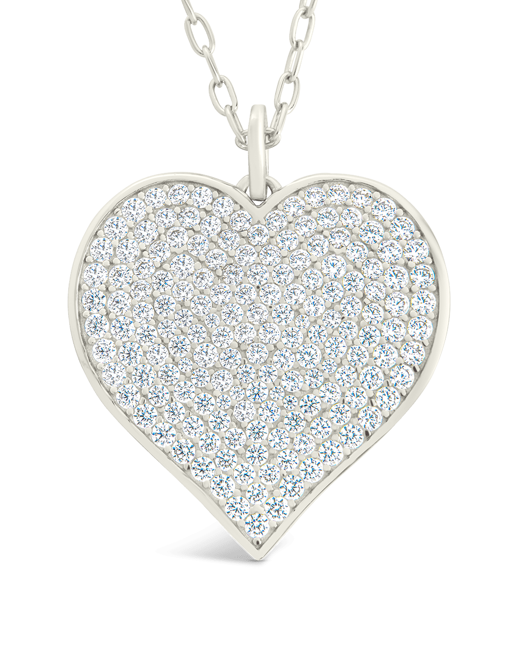 Sterling Silver CZ Statement Heart Pendant