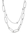 Leah Beaded & Paperclip Layered Chain Necklace