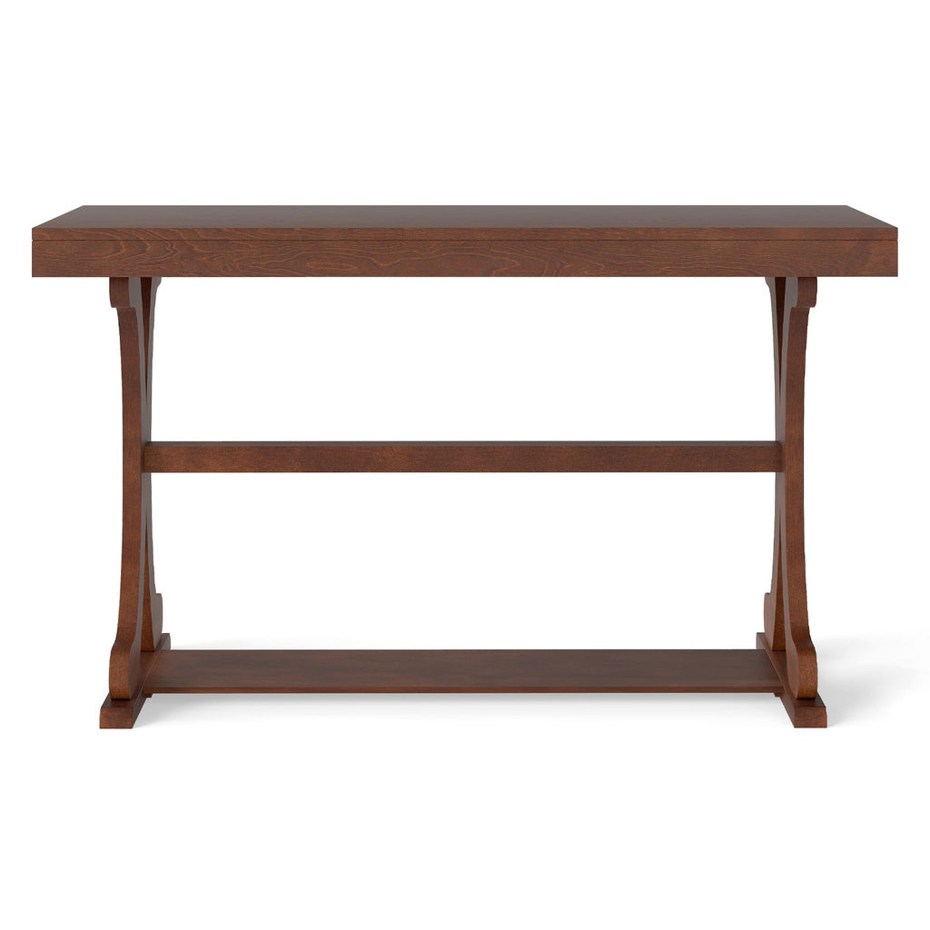 Narrow Console Table Vintage 52 Inch Long with Open Storage Shelf