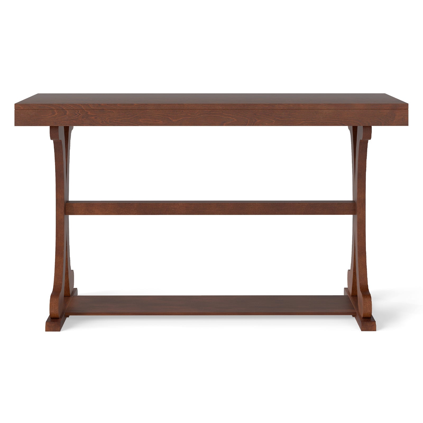 Narrow Console Table Vintage 52 Inch Long with Open Storage Shelf