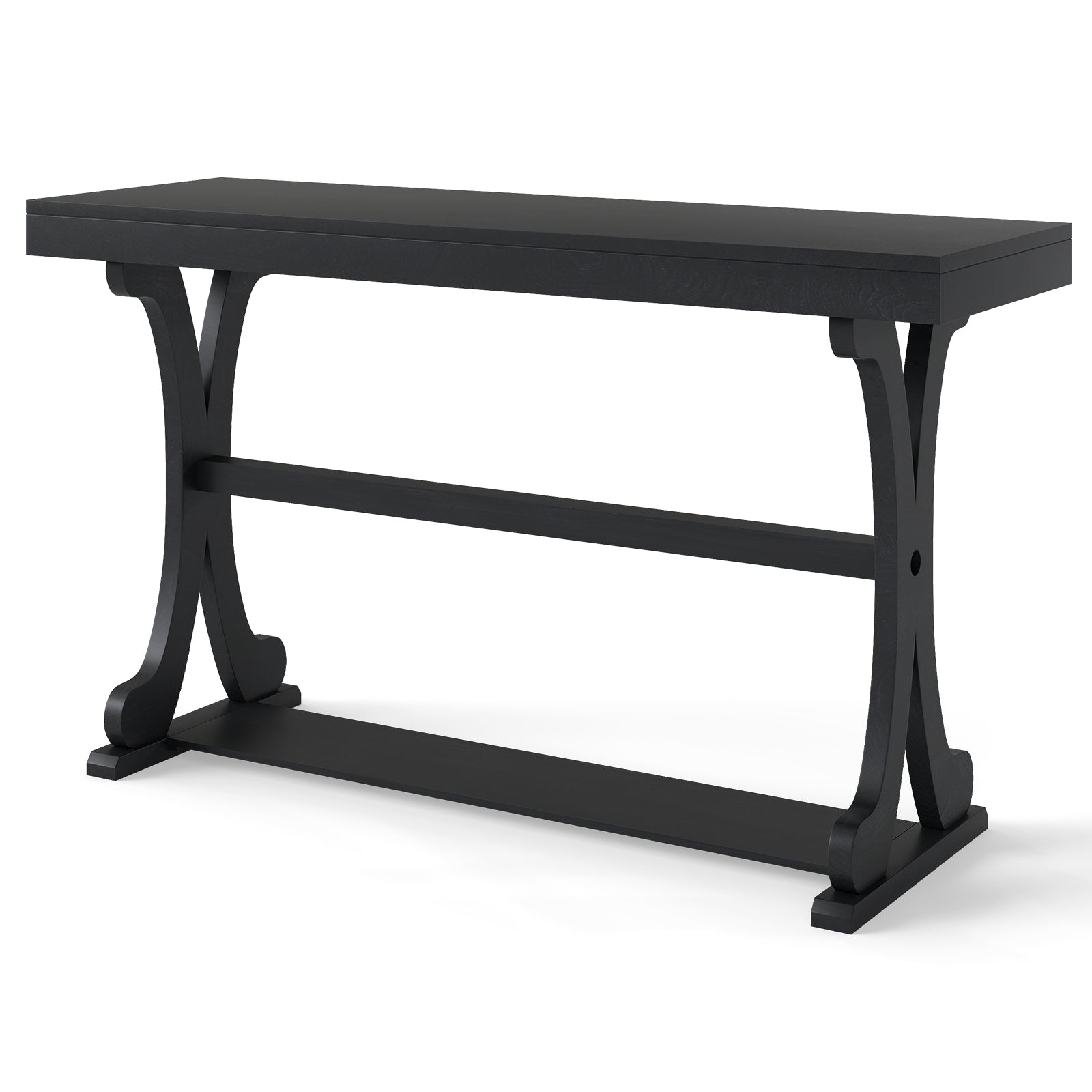 Narrow Console Table Vintage 52 Inch Long with Open Storage Shelf
