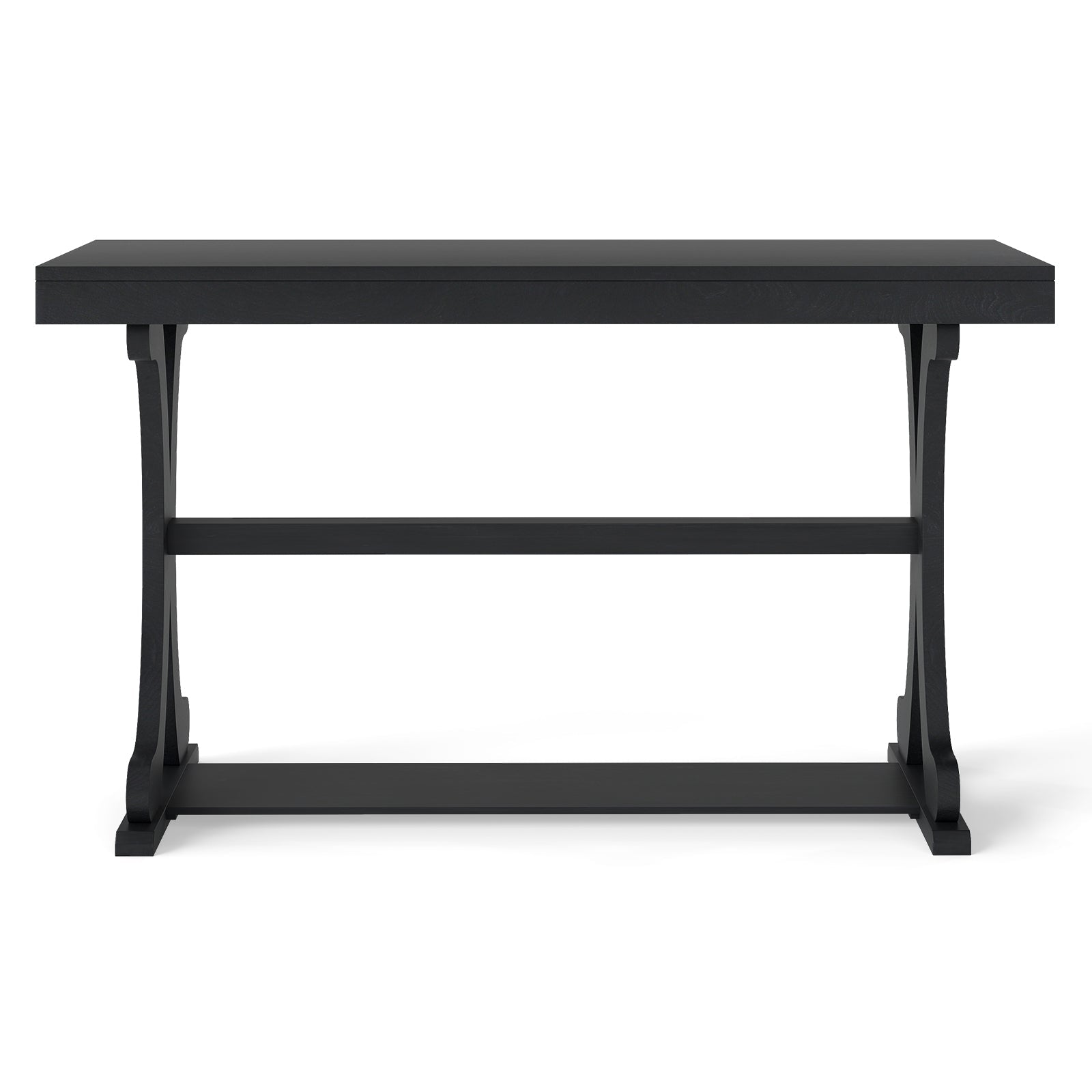 Narrow Console Table Vintage 52 Inch Long with Open Storage Shelf