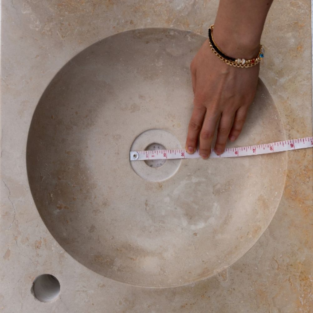 Travertine Light Beige Above Counter Wavy Vessel Sink 16x27.5