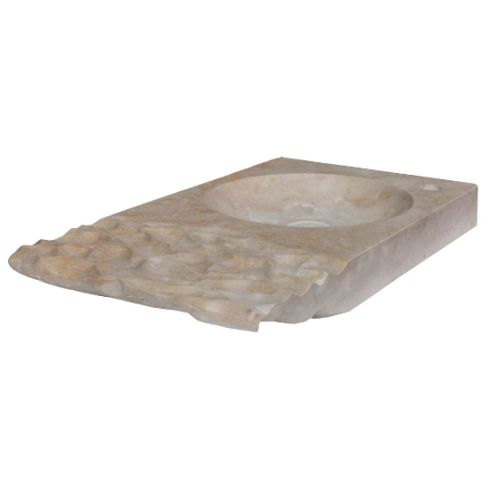 Travertine Light Beige Above Counter Wavy Vessel Sink 16x27.5