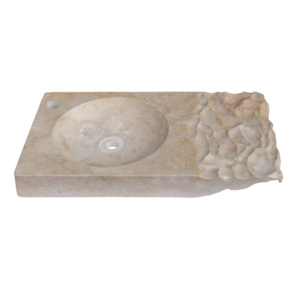 Travertine Light Beige Above Counter Wavy Vessel Sink 16x27.5