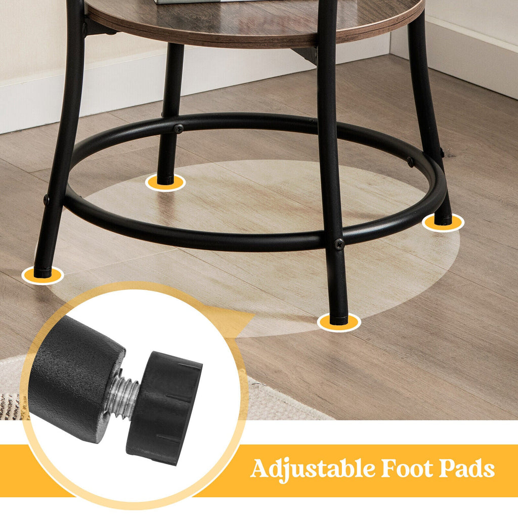 2-Tier Round End Table with Open Storage Shelf and Sturdy Metal Frame