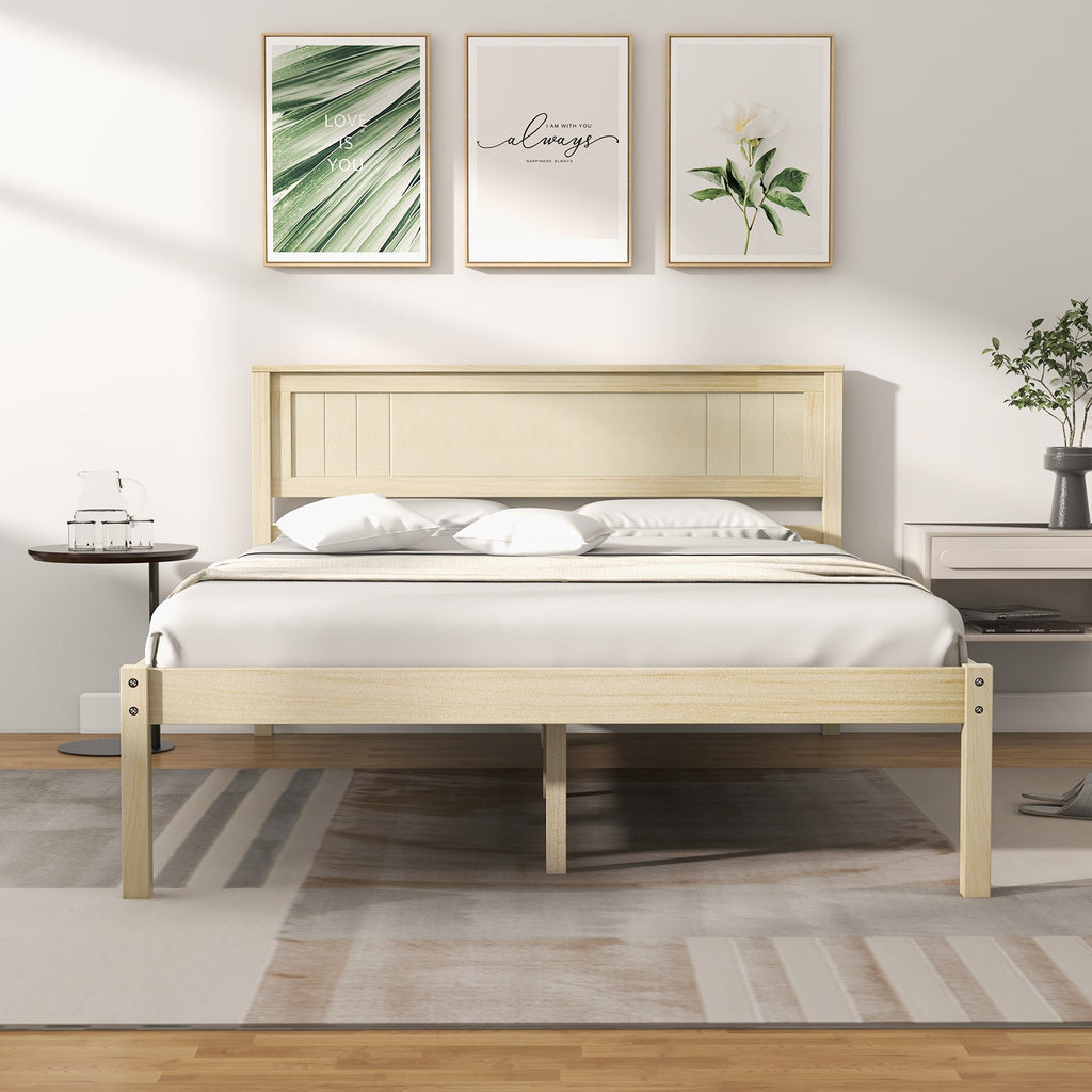 Twin/Full/Queen Size Wooden Bed Frame with Headboard and Slat Support