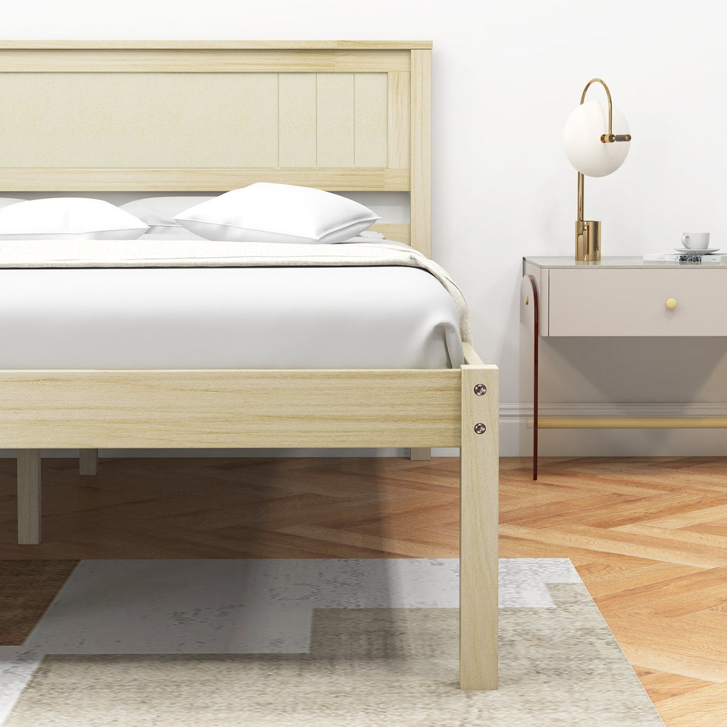 Twin/Full/Queen Size Wooden Bed Frame with Headboard and Slat Support