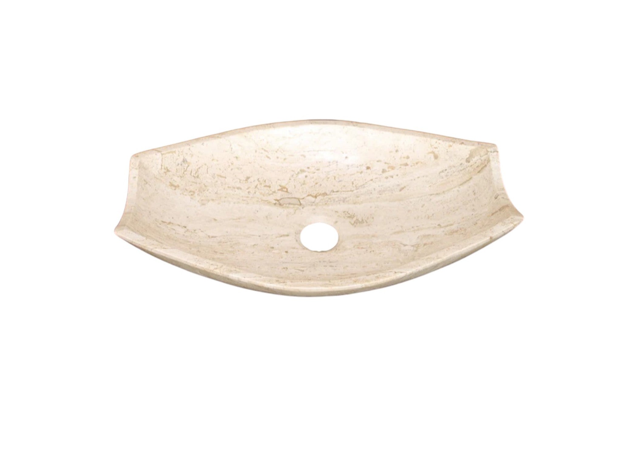 Handcrafted Authentic Polished Turkish Travertine Natural Stone Vessel Sink 20x12.5