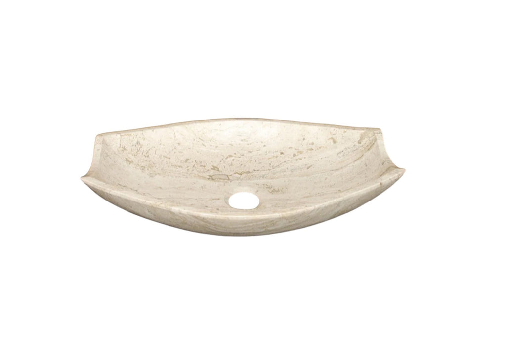 Handcrafted Authentic Polished Turkish Travertine Natural Stone Vessel Sink 20x12.5