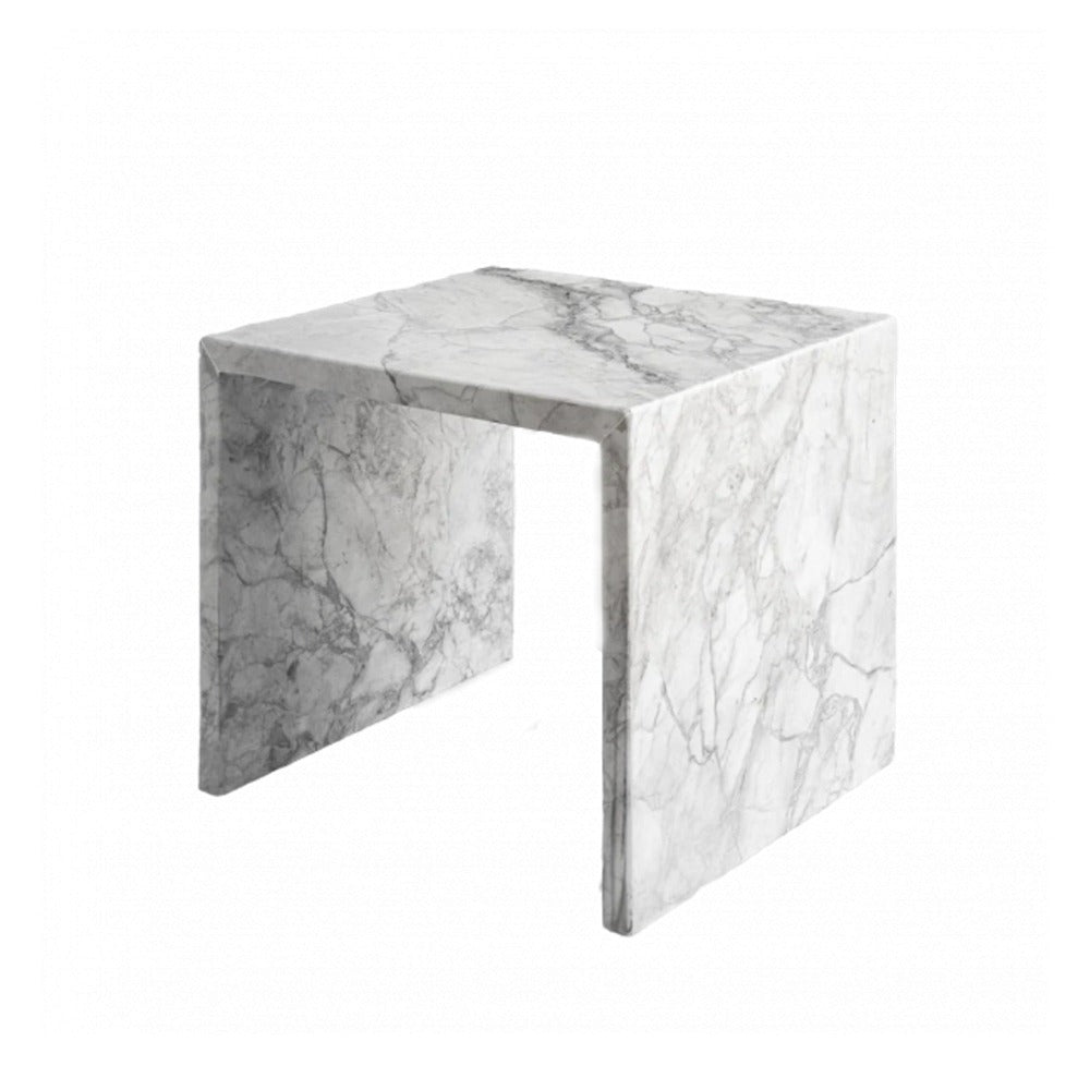Natural Stone White and Grey Marble Side Table Modern Contemporary Home Design