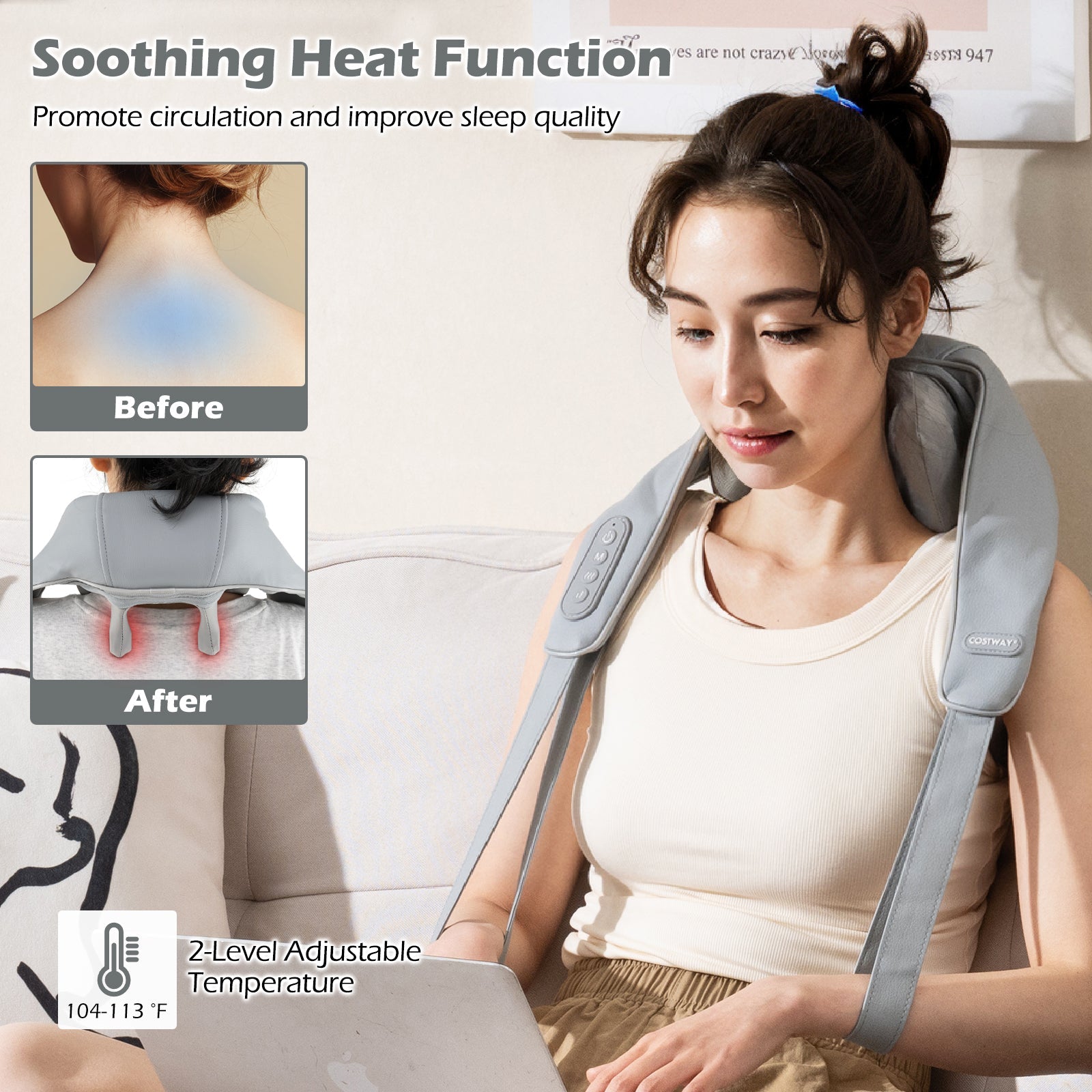 Neck Shoulder Massager 4D Deep Tissue Kneading Shiatsu Massage Machine